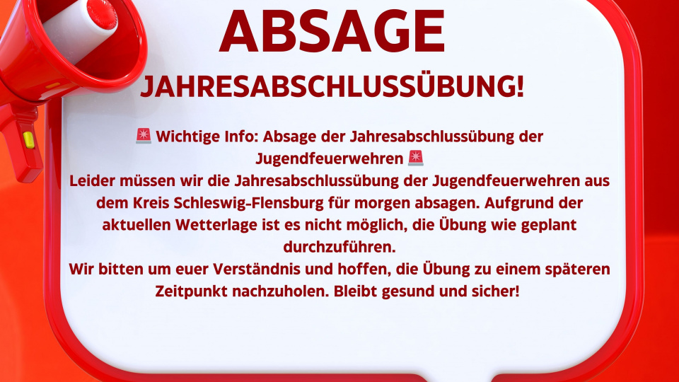 Absage der Jahresabschlussübung der Jugendfeuerwehren